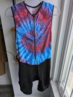 Sparx Sports Mens Large Triathlon Suit Spiral Tie Dye Galaxy Padded Trisuit L